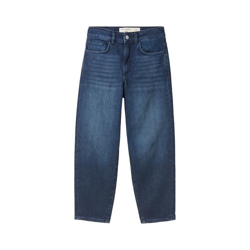 TOM TAILOR Damen Barrel Leg Jeans, blau, Uni, Gr. 27/28