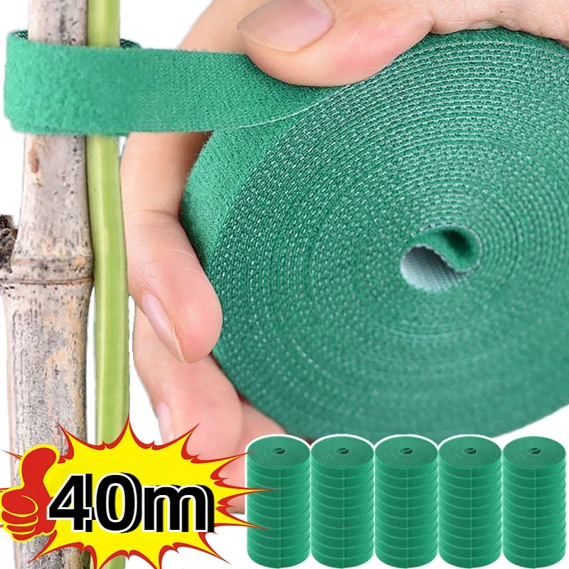 Selbstklebender Nylon-Kabelbinder für Pflanzen, grün, verstellbare Pflanzen, Hakenschlaufenunterstützung, Gartenschnur, Verband, wiederverwendbare Verschluss-Klebebandstreifen Image