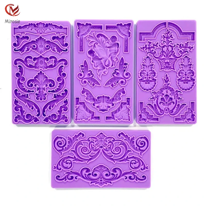 Mirosie Barock Relief Silikonform Kuchen Dekoration Totem Border Relief Europäischen Stil Retro Fondant Kuchenform Harzformen Image