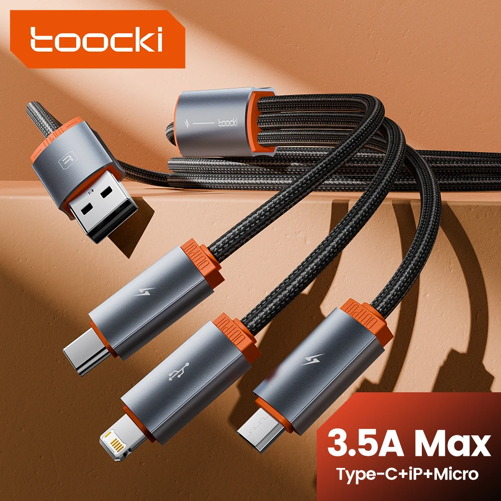 Toocki 3 in1 USB-Kabel Multi-Port für iPhone 14 13 12 Schnell ladekabel Datums kabel Typ C Micro für Huawei Xiaomi Ladekabel Image