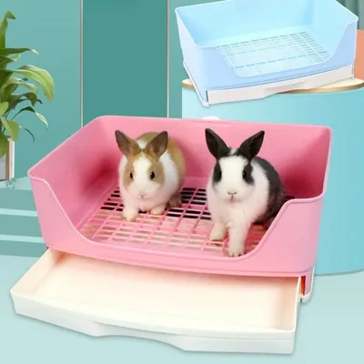 Bunny Toilet with Drawer Large Rabbit Litter Box Pet Bedpan Adult Hamster/Guinea Pig/Ferret/Bunny