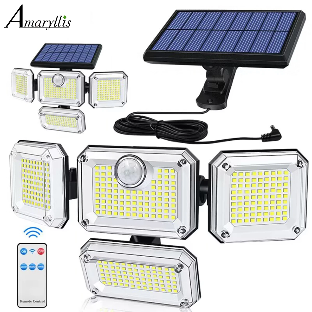 20w Solar licht 122/333led ip65 wasserdichte Solar-Garten lampe für den Außenbereich mit einstellbarem Weitwinkel mit 3 Modi