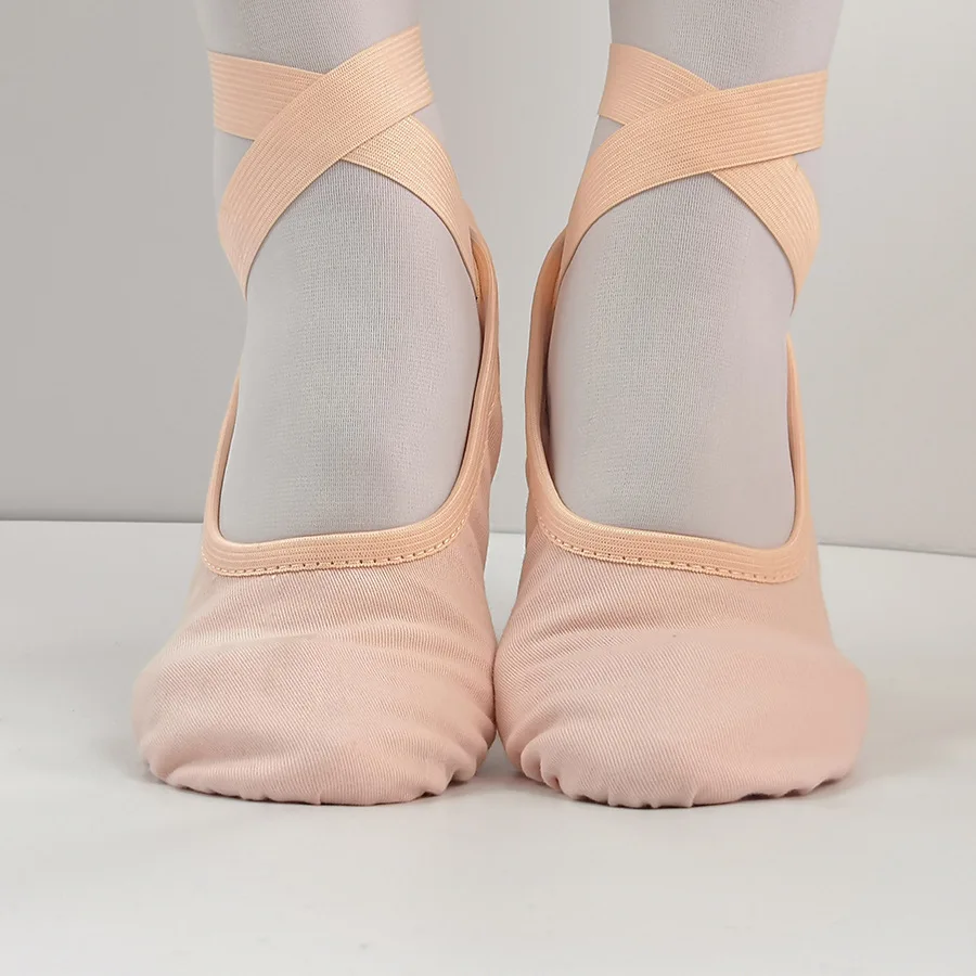 Frauen Leinwand Ballettschuhe Ballettpantoffeln Professionelle elastische Riemen Ballettschuhe Erwachsene Frauen Yoga Gym Gymnastik Tanzschuhe Image