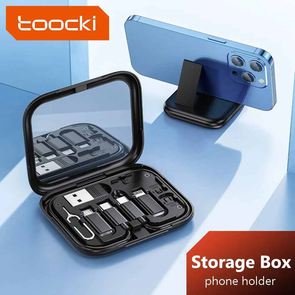 Toocki USB Typ C zu USB C Kabel 60 W 4 In 1 Mini Datenkabel Set Lagerung Box Schnelle Lade ladegerät Handy Halter Für Xiaomi Image