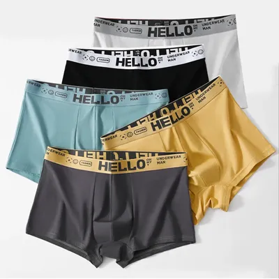 5 Stück Herrenunterwäsche, atmungsaktiv, bequem, schnell trocknend, dehnbar, Boxershorts, sexy Unterhosen, trendige Boxershorts für Herren Image