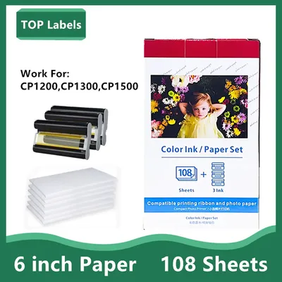 RP-108 für Canon Selphy Farbtintenpapierset, kompakter Fotodrucker CP1200 CP1300 CP910 CP900 108 Papier und 3 Tintenpatronen
