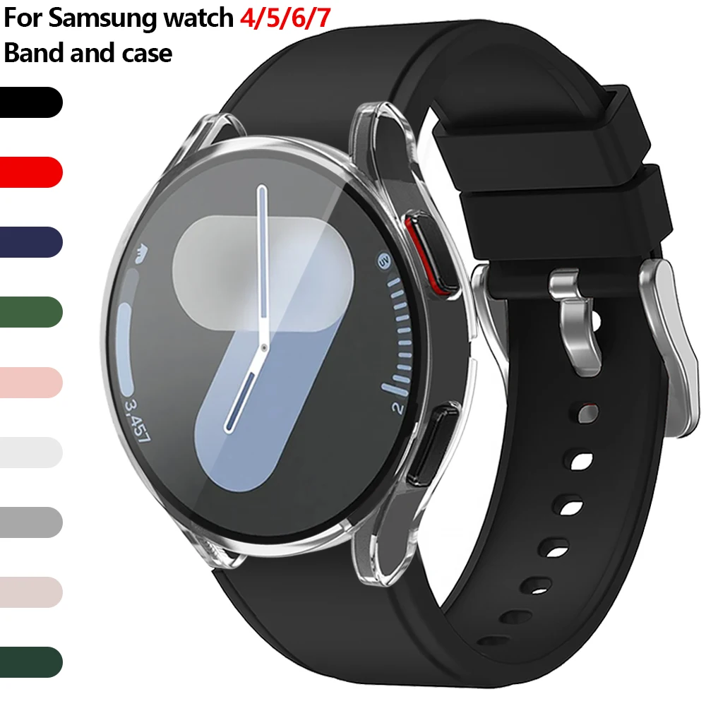 Original Silikon gehäuse Armband für Samsung Galaxy Uhr 7/6/5/4 40mm 45mm 44mm Band für Galaxy 4/6 klassische Schutzhülle Image