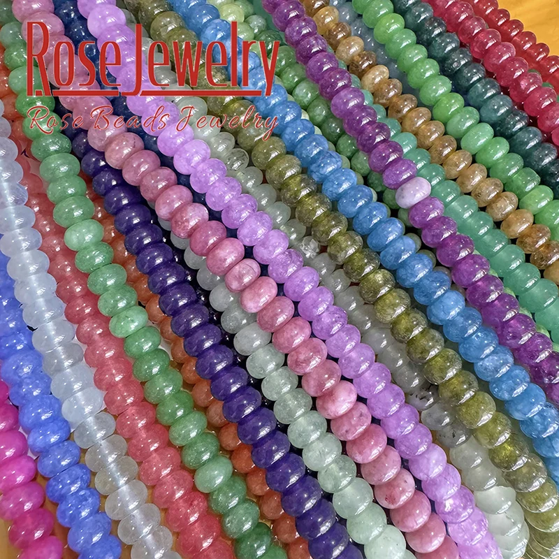 5x8mm Naturstein Perlen Bunte Jade Chalcedon Runde Lose Rondelle Perlen Für Schmuck Machen DIY Armbänder Zubehör 15'' Image