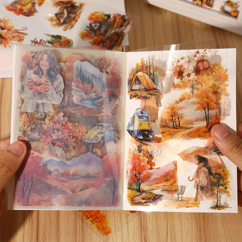 20 Blatt gestanzte PET-Aufkleber für Buch, vier Jahreszeiten, Landschaften, dekorativ, handgefertigt, Scrapbooking-Material, Tagebuch, Album, Bastelbedarf Image