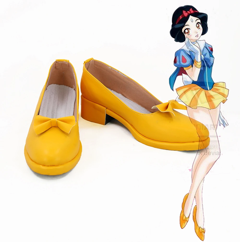 Schnee Weiß Schuhe Cosplay Sailor Mond Mädchen Schnee Weiß Cosplay Schuhe Gelb Stiefel Nach Maß Irgendeine Größe