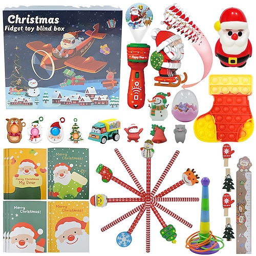 Weihnachts-Adventskalender Füllartikel Weihnachtsgeschenk für Kinder Jungen Mädchen Druckentlastung DIY Handreiß Countdown Kalender Weihnachts Spielzeuge Image