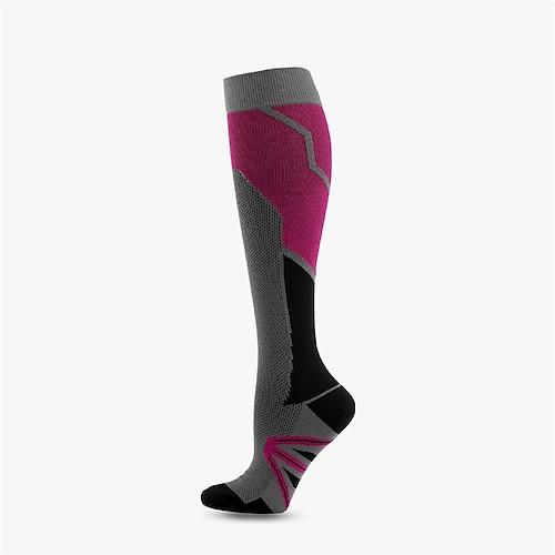 Herren Socken Kompressionssocken Fahrradsocken Sportsocken Campen und Wandern Übung im Freien Radsport / Fahhrad Fahhrad / Radsport Rutschfest warm halten Antirutsch 1 Paar Winter Patchwork Nylon