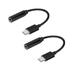 Qumonin 2pcs Type-C to 3.5mm Earphone Cable Adapter Usb 3.1 Type C USB-C Male to 3.5 AUX Audio Female Jack (Black)