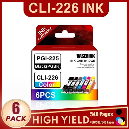 CLI-226 PGI-225 Ink cartridges Compatible for Canon CLI-226 PGI-225 ink for Canon PIXMA MG5220 Printerï¼ˆ1BK+1PGBK+1C+1M+1Y+1GY 6Packï¼‰