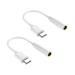 2pcs Type-C to 3.5mm Earphone Cable Adapter Usb 3.1 Type C USB-C Male to 3.5 AUX Audio Female Jack (White)