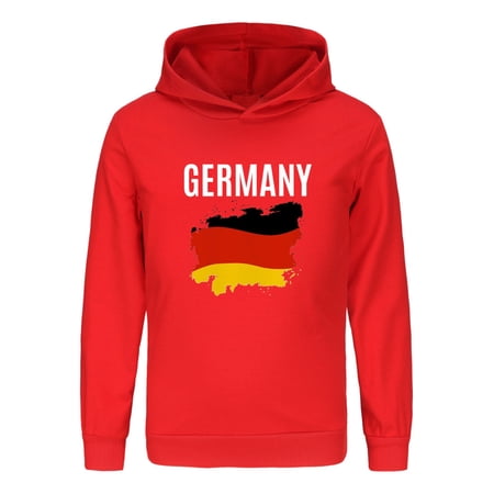 Otqutp Baby Round Neck Tops German English Printing Boys and Girls with Long Sleeves Hoodies Youth Fashion Hooded Sweatshirt (Red 13-14 Years)