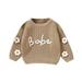 Autumn and Winter Baby Hand Embroidered Knitted Crew Neck Long Sleeve Top Cute Sweater for Baby Girls Fashion Girl Baby Tan Outfit Sweatshirts for Girls Crop Top 5t Hoodies for Girls Baby Girl Clothes