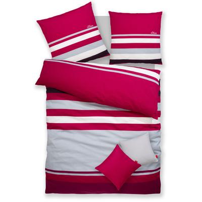 Bettwäsche S.OLIVER "Fenja in Gr. 135x200 oder 155x220 cm", lila (beere), B/L: 155cm x 220cm, , Renforcé, B/L: 80cm x 80cm, Renforcu00e9, Obermaterial: 100% Baumwolle, Bettwäsche, gestreifte Bettwäsche, mit GRATIS-Zugabe: 2x Kissenhüllen Image