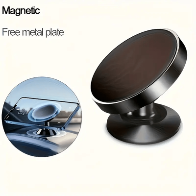 TEMU 2 Pack Premium Aluminum Alloy Magnetic Phone Car Mount - 360Â° Rotatable, Adjustable, Strong Magnet Cell Phone Holder With 4 Metal Plates - Compatible With Iphone, And More