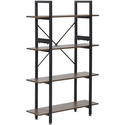 Regal Schwarz Holzoptik Spannplatte Metallgestell 140 x 90 x 30 cm Industrieller Stil 4 Fächer Viel Image