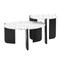 Ensemble de 2 tables basses gigognes moderne blanc et pieds noirs