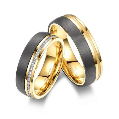 Verlobungsring MARRYA "Carbon Ringe Trauringe Eheringe Partnerringe" Gr. 60, schwarz (herren ring, schwarz, gold), Finge