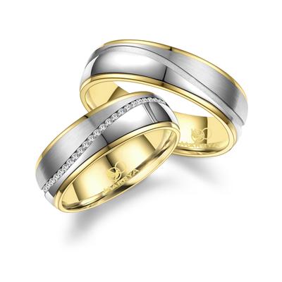 Trauring MARRYA "Edelstahl Ringe Trauringe Eheringe Partnerringe" Gr. 76, gold (herren ring, silber, gold), Fingerringe,