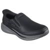 Slip-On Sneaker SKECHERS "SLADE-", Herren, Gr. 45, schwarz, Leder, Textil, casual, Schuhe, Slipper, Freizeitschuh, Halbschuh mit Goga Mat Funktion