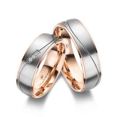 Verlobungsring MARRYA "Titan Ringe Trauringe Eheringe Partnerringe" Gr. 62, rosa (herren ring, silber, rosé), Fingerring