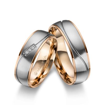 Trauring MARRYA "Edelstahl Ringe Trauringe Eheringe Partnerringe" Gr. 66, rosa (damen ring, silber, rosé), Fingerringe, 