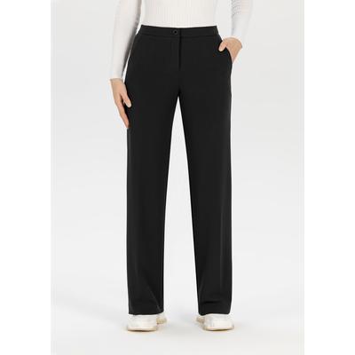 Palazzohose STEHMANN, Damen, Gr. 40, N-Gr, schwarz (schwarz, 900), Obermaterial: 95% Polyester, 5% Elasthan, unifarben, casual, regular fit knöchellang, Hosen, mit Taschen Image