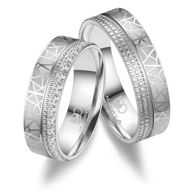 Verlobungsring MARRYA "Edelstahl Ringe Trauringe Eheringe Partnerringe" Gr. 48, silber (herren ring, silber), Fingerring