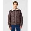 Lederjacke WRANGLER "WRANGLER AVIATOR", Herren, Gr. M, braun (mole), Obermaterial: 100% Baumwolle, unifarben, casual, regular fit normal, Langarm 1-Knopf-Manschette, Jacken, mit Gürtelschlaufen am Saum