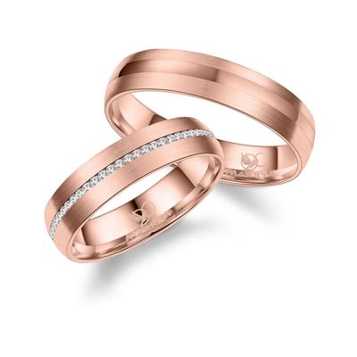 Verlobungsring MARRYA "Edelstahl Ringe Trauringe Eheringe Partnerringe" Gr. 64, rosa (damen ring, rosé), Fingerringe, Da