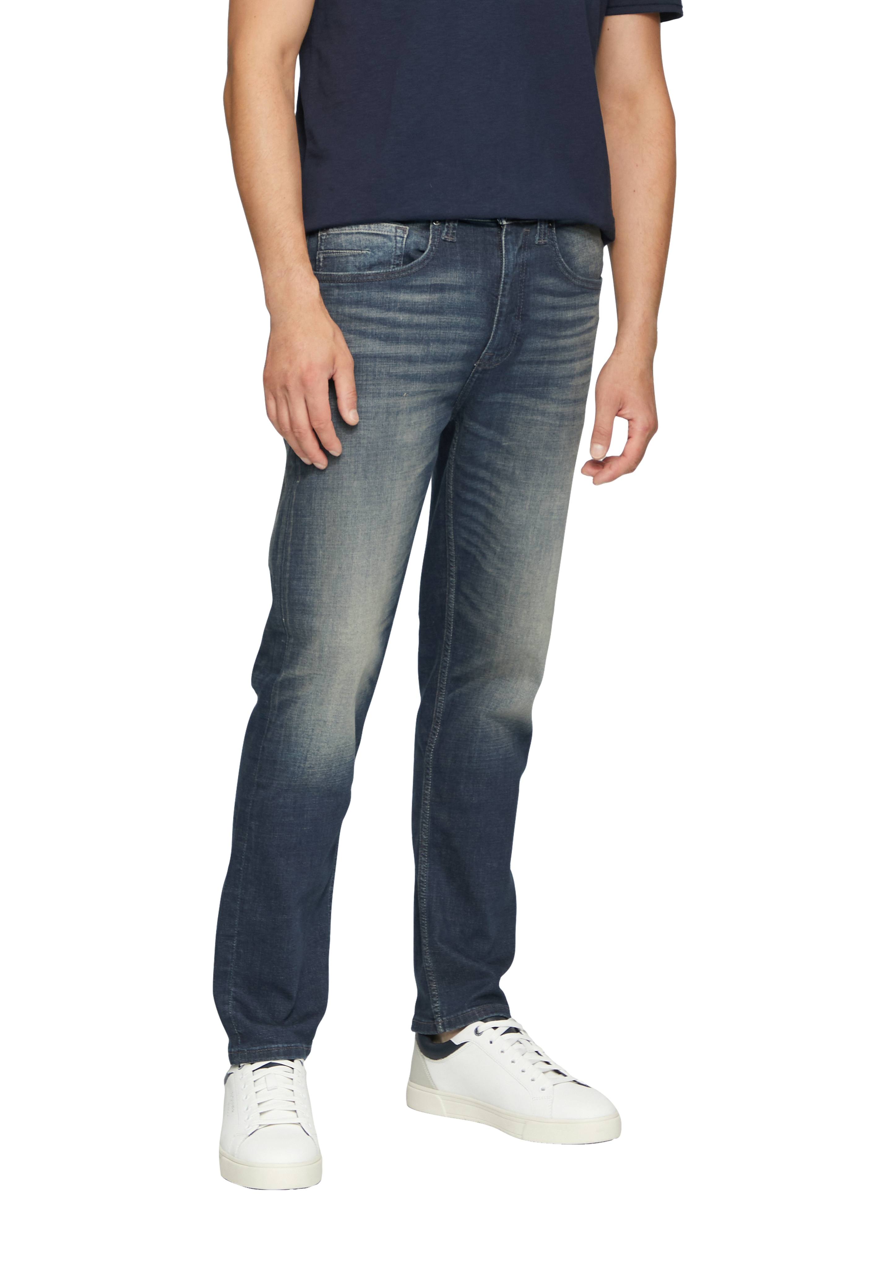 Regular-fit-Jeans S.OLIVER "MAURO", Herren, Gr. 33, Länge 32, blau (dunkelblau used), Denim/Jeans, Obermaterial: 98% Baumwolle, 2% Elasthan, unifarben, regular fit knöchellang, Jeans, im Five-Pocket Style