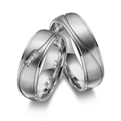 Verlobungsring MARRYA "Titan Ringe Trauringe Eheringe Partnerringe" Gr. 76, silber (herren ring, silber), Fingerringe, D