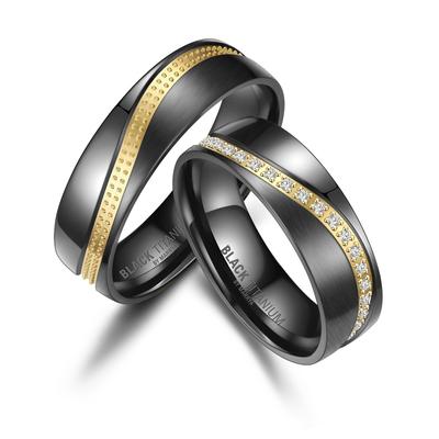 Trauring MARRYA "BLACK TITANIUM by MARRYA" Gr. 66, schwarz (damen ring, schwarz, gold), Fingerringe, Damen, 66, Titan