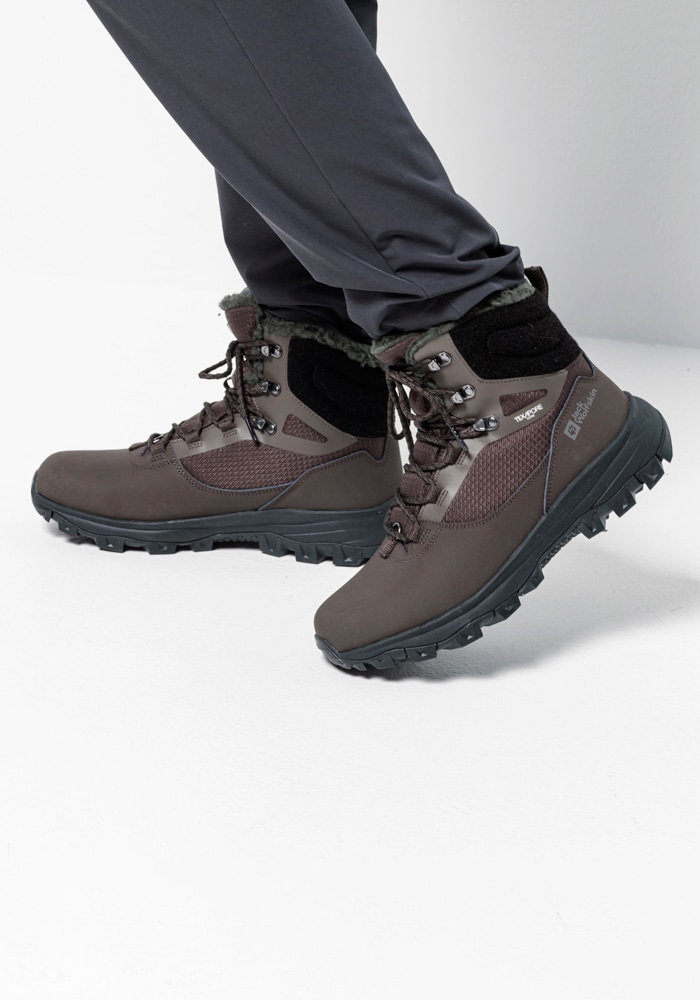 Trekkingschuh JACK WOLFSKIN "EVERQUEST TEXAPORE HIGH M", Herren, Gr. UK85-EU425, Normalschaft, braun (cold, coffee), Hauptmaterial: Synthetic; ;Second Material: Textile; Futter: Texapore Core ;Sole: Rubber / EVA; 100% Rubber/ EVA, Schuhe Trekkingschuh