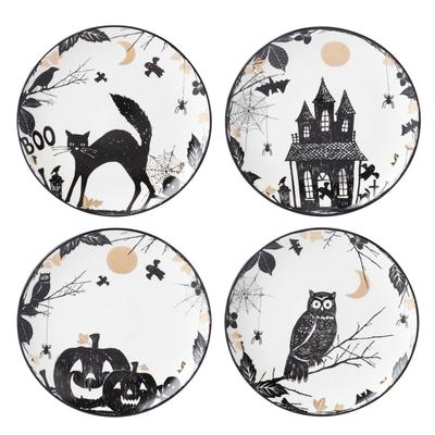 Lenox Vintage Halloween Haunted Accent Plates, Set of 4, Assorted