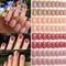 TEMU 96pcs Glossy Press-on Nails Set - Short Square, Solid Colors In Brown & Nude Shades With Storage Box - Perfect For Women And Girls