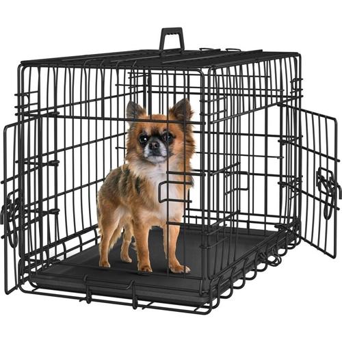 Yaheetech - Hundekäfig klappbar mit 2 Türen, Hundebox für zuhause mit Trennwand,