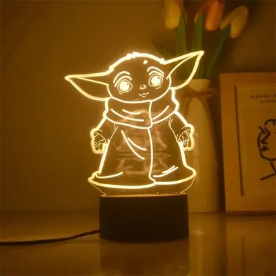 Disney Yoda Baby Night Light Star Wars Table Lamp Action Figures Toys Warm White 3D Lamp