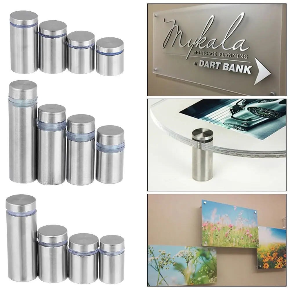 4/6/10 Stück Edelstahl Billboard Befestigungsschrauben Glasbefestigungen Werbetafel Feste Nägel Werbung Abstandsbolzen Pin Image