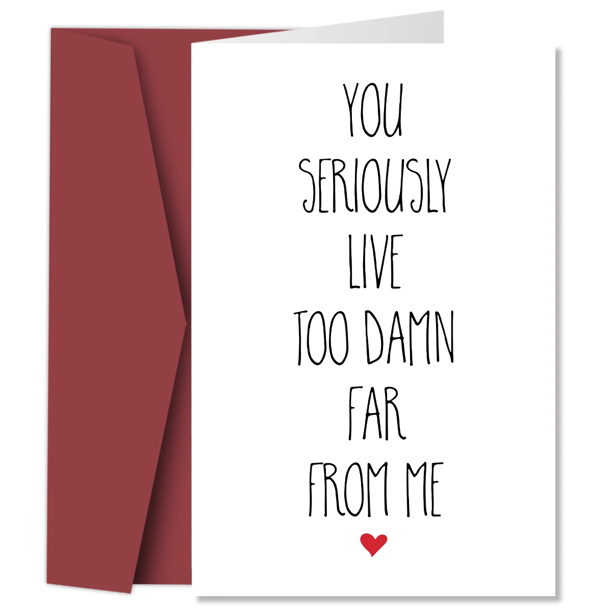 1 lustige und kreative Grußkarten für Familie und Freunde, „You Live Too Damn Far From Me“, lustige Freundschaftskarte für große Entfernungen Image