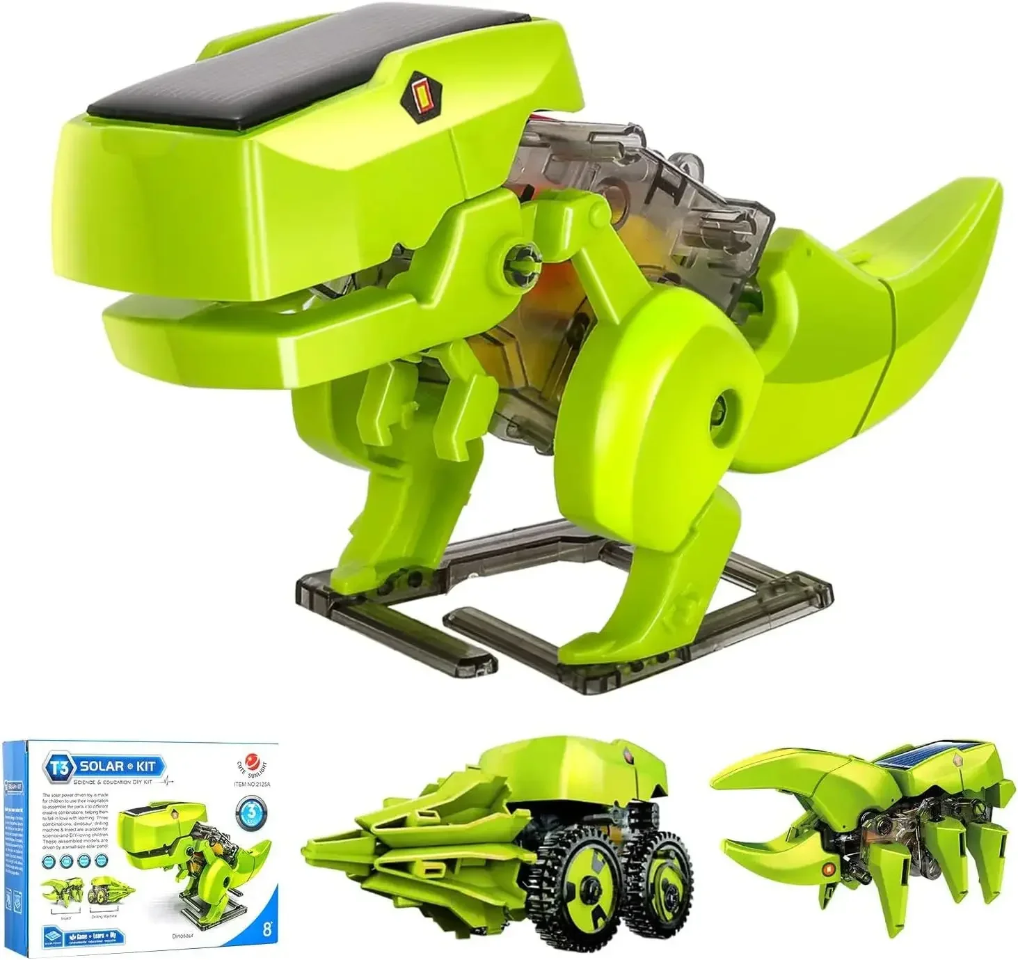 Montieren Solar Roboter Kit 3 in 1 Stiel Lernspiel zeug DIY Dinosaurier Spielzeug Wissenschaft Kits für Kinder bauen und lernen Spielzeug Image