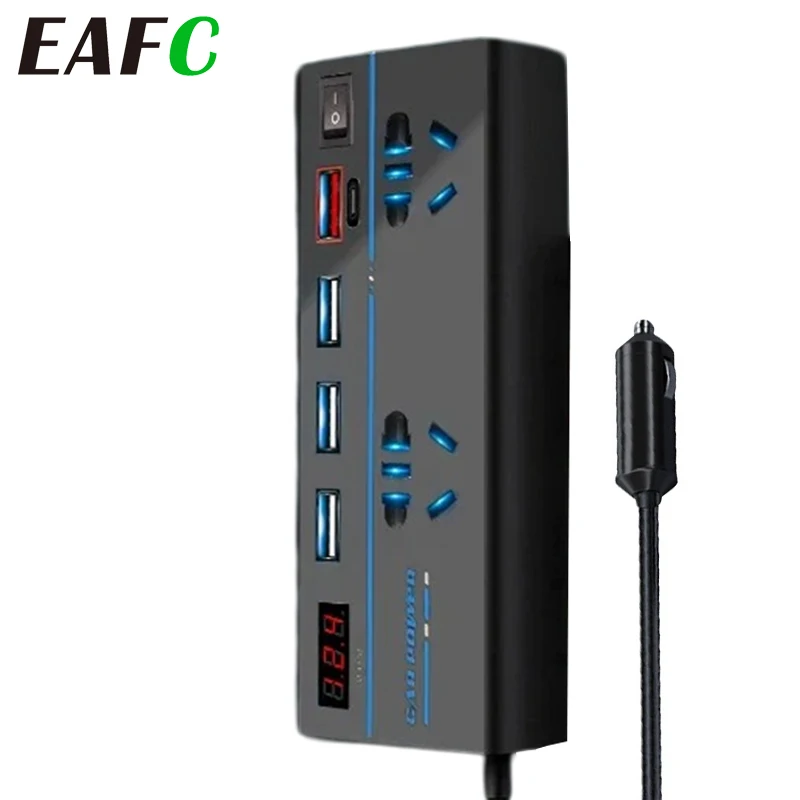 Eafc 200w Auto Wechsel richter DC12V/24V bis AC110V/220V Auto Netzteil Typec USB Handy Schnell ladestation Transformator Image