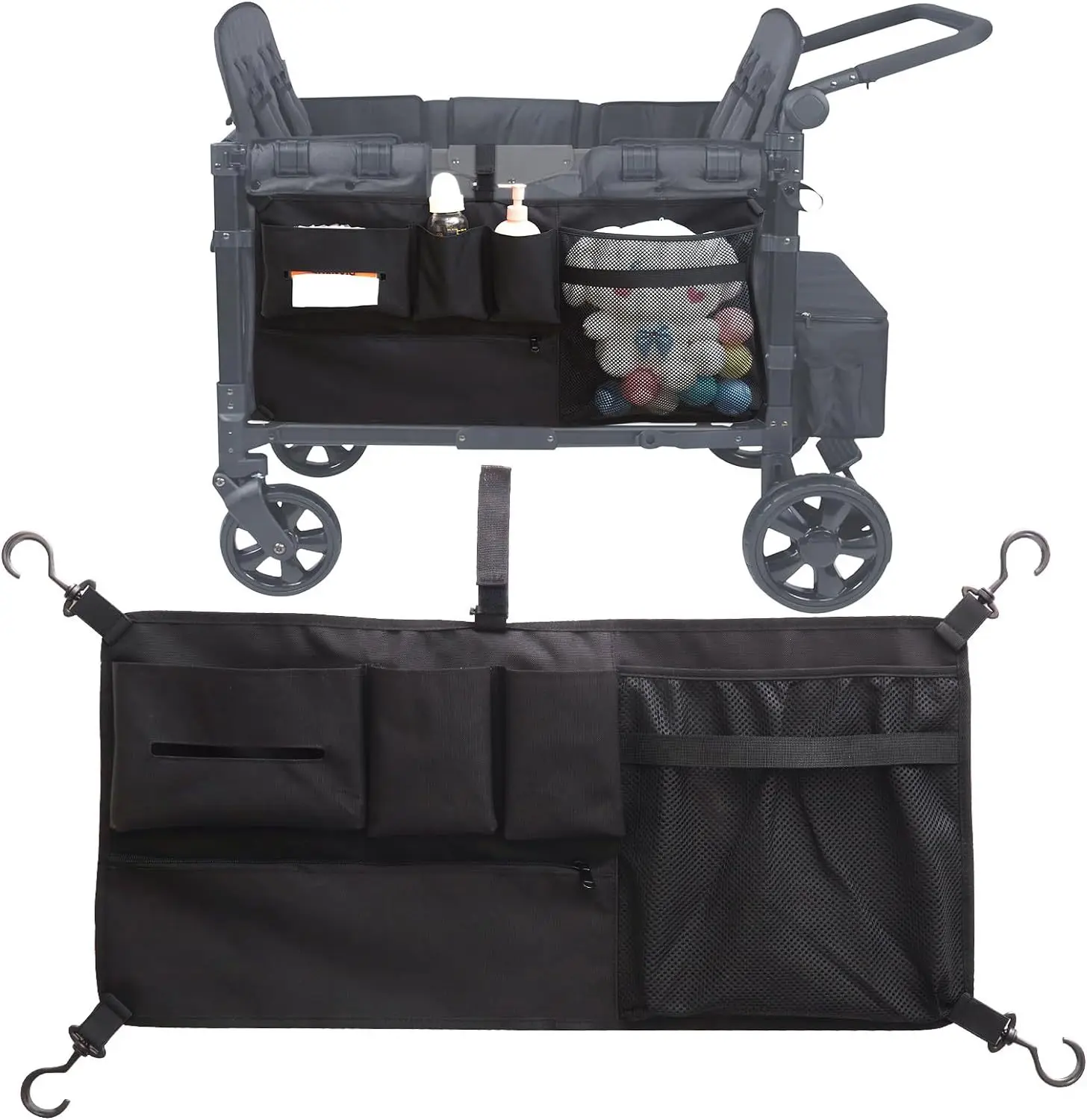 Universal Wonderfold Wagon Net Aufbewahrung W2 W4 Kinderwagen Organizer Tasche Mesh Organizer Rollstuhl Zubehör Image
