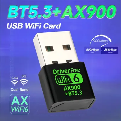 WiFi 6 AX900 Bluetooth 5.3 WiFi USB-Adapter Wireless Dual Band 2,4 G & 5 GHz Wi-Fi-Antenne USB für