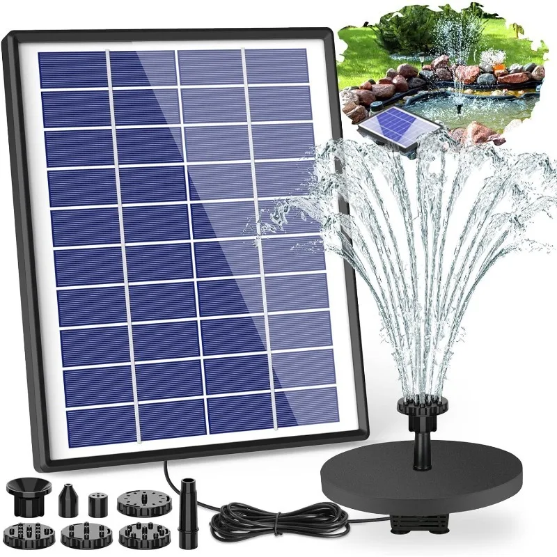 6,5 W geteilte Solar-Brunnenpumpe mit 6 Düsen für Vogelbad, Brunnen, Outdoor, Gartenteich, Solar-Schwimmbrunnenpumpe Image