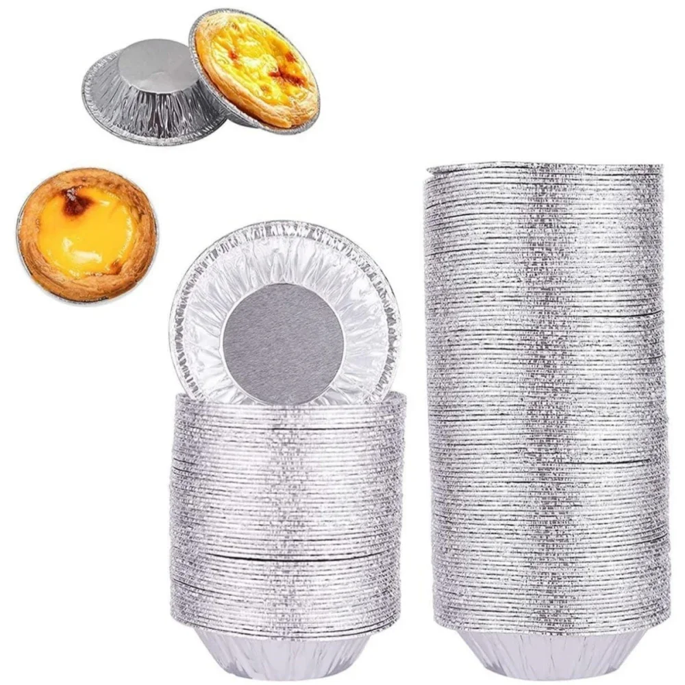 100 Stück Einweg-Ei-Törtchenformen, Aluminiumfolie, Cupcake-Form, Kuchen- und Plätzchenform, Küchen-Backformen, Werkzeuge zum Backen von Kuchen, Kochen Image